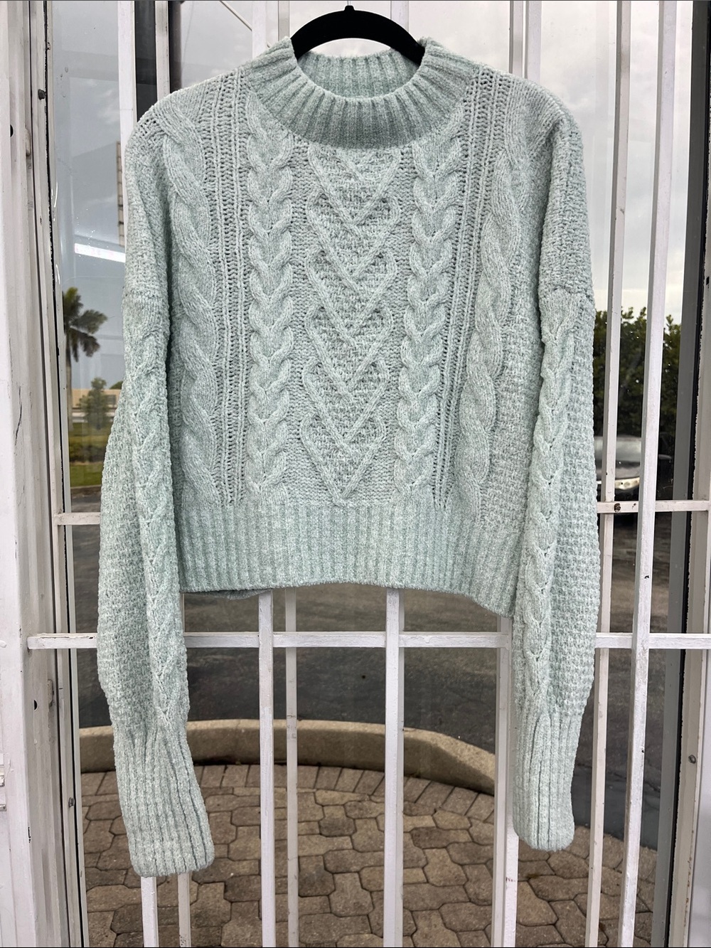 Soft Cable Knit Crewneck Sweater - Mint